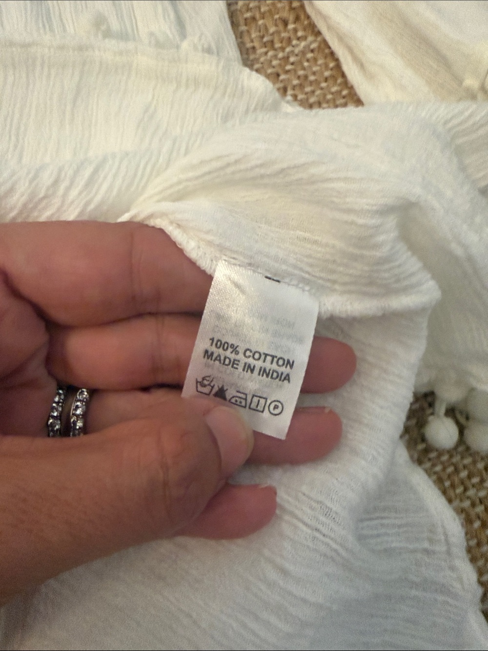 Melissa Odabash White Lace Up Pom Pom Trim Cover Up Large - Picture 5 of 7
